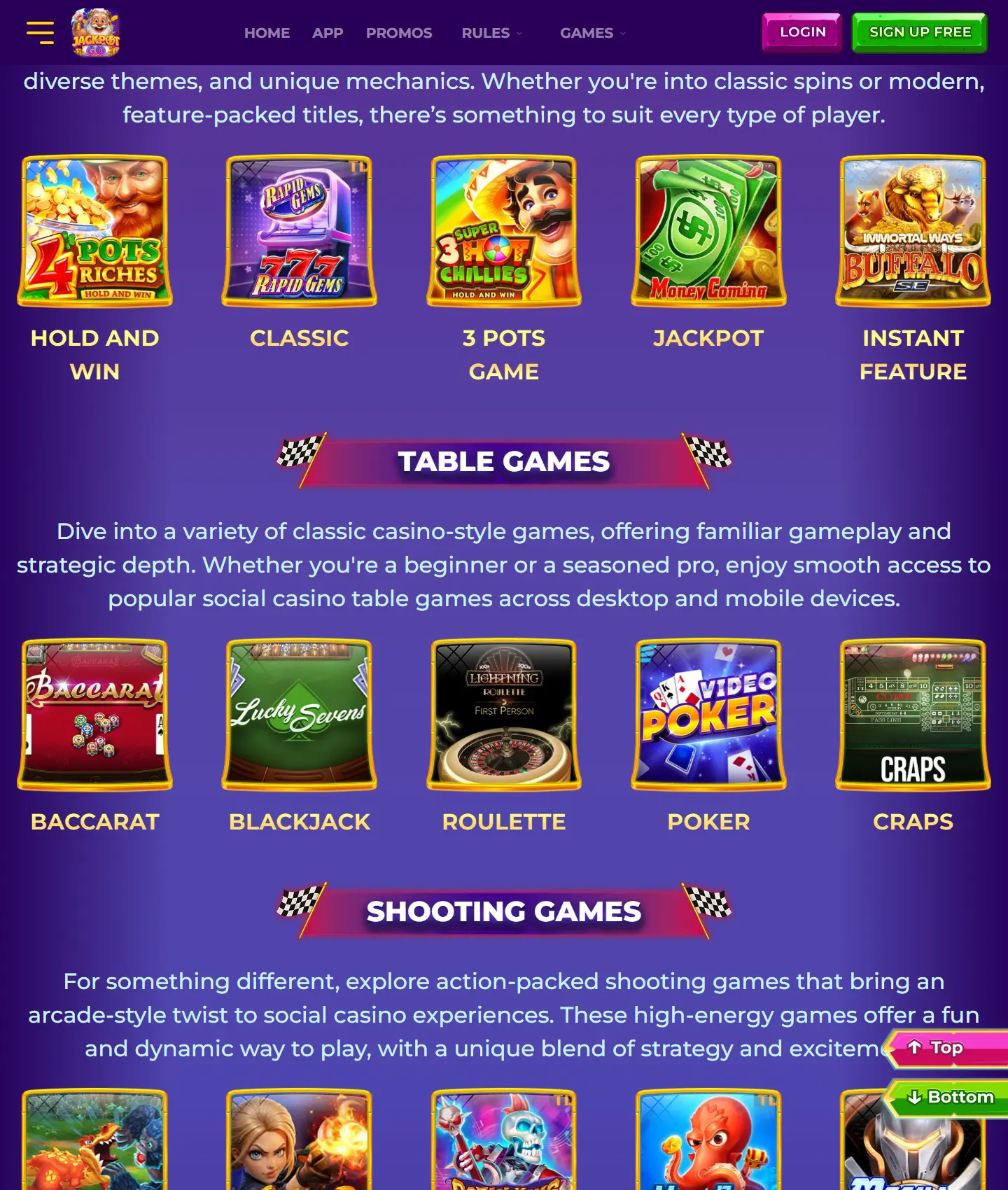 Screenshot of the Jackpot Go website